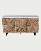 Sideboard aus massivem Holz und weißem Marmor Sunet natural - 160 x 40 x 85 cm