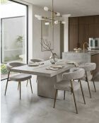 Lot de 2 chaises en tissu et pieds métal Agda bronze et grise - 41 x 45 x 74 cm
