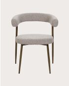 Lot de 2 chaises en tissu et pieds métal Agda bronze et grise - 41 x 45 x 74 cm
