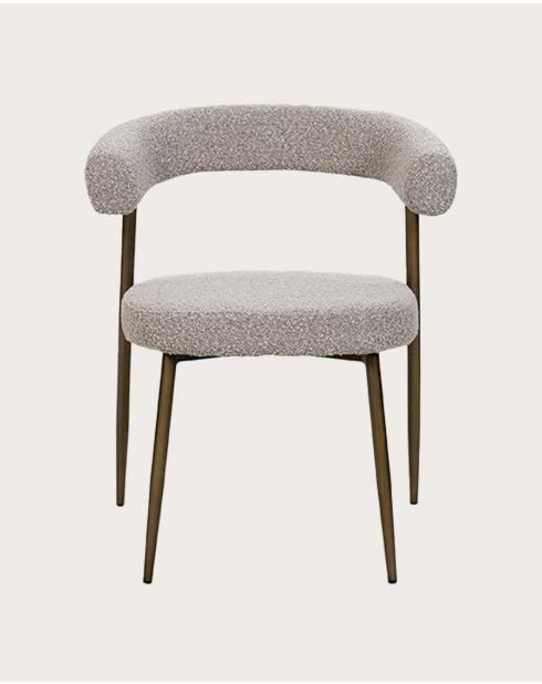 Lot de 2 chaises en tissu et pieds métal Agda bronze et grise - 41 x 45 x 74 cm