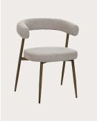 Lot de 2 chaises en tissu et pieds métal Agda bronze et grise - 41 x 45 x 74 cm