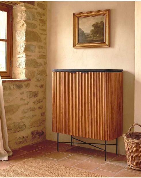 Buffet 2 portes en teck recyclé Opéra naturel - 100 x 45 x 120 cm
