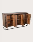 Credenza in legno di mango intagliato, mandala marrone - 160 x 45 x 90 cm