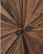 Credenza in legno di mango intagliato, mandala marrone - 160 x 45 x 90 cm