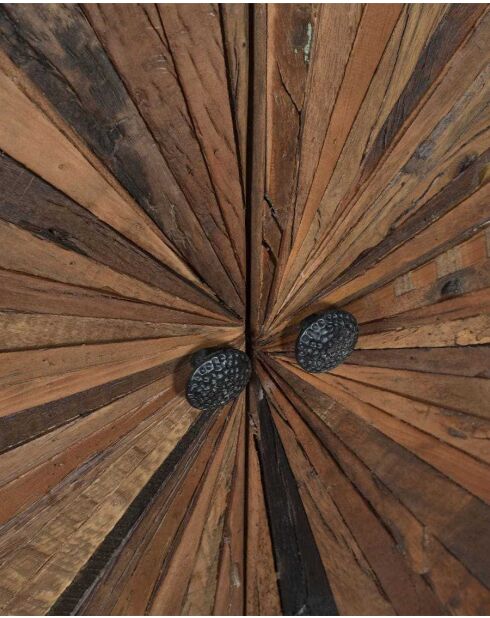 Credenza in legno di mango intagliato, mandala marrone - 160 x 45 x 90 cm