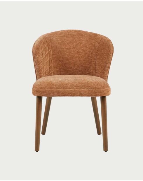 Lot de 2 chaises repas en tissu marron avec pieds en bois Molo - 46 x 47 x 80 cm