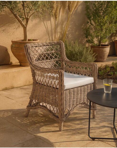 Fauteuil de jardin en rotin Asana naturel - 60 x 70 x 92 cm
