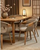 Chaise en tissu taupe et bois blanchi Gazy - 54.5 x 56.5 x 77.5 cm