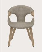 Chaise en tissu taupe et bois blanchi Gazy - 54.5 x 56.5 x 77.5 cm