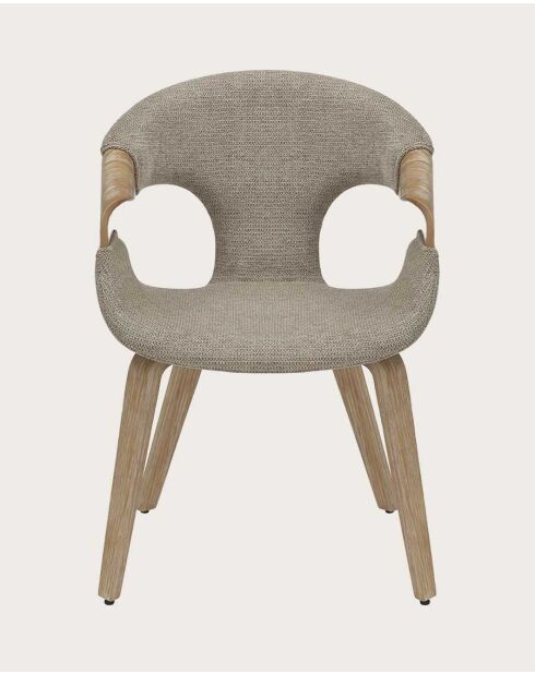 Chaise en tissu taupe et bois blanchi Gazy - 54.5 x 56.5 x 77.5 cm