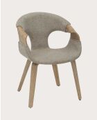 Chaise en tissu taupe et bois blanchi Gazy - 54.5 x 56.5 x 77.5 cm