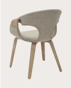 Chaise en tissu taupe et bois blanchi Gazy - 54.5 x 56.5 x 77.5 cm