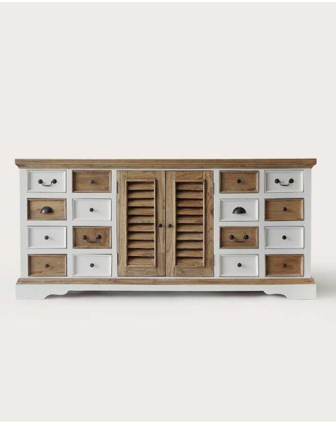Grand buffet blanc et naturel en Mindy massif Inda - 160 x 50 x 75 cm