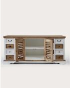Großes weißes und natürliches Sideboard aus massivem Mindy Inda — 160 x 50 x 75 cm