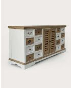 Großes weißes und natürliches Sideboard aus massivem Mindy Inda — 160 x 50 x 75 cm