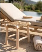 Tabouret en branche de teck et jacinthe d'eau Matra naturel - 50 x 35 x 45 cm