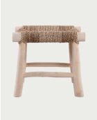 Tabouret en branche de teck et jacinthe d'eau Matra naturel - 50 x 35 x 45 cm