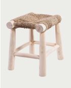 Tabouret en branche de teck et jacinthe d'eau Matra naturel - 50 x 35 x 45 cm