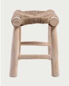 Tabouret en branche de teck et jacinthe d'eau Matra naturel - 50 x 35 x 45 cm
