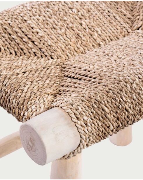 Tabouret en branche de teck et jacinthe d'eau Matra naturel - 50 x 35 x 45 cm
