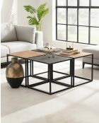 Quadratischer Couchtisch Domino aus zweifarbigem schwarzem und goldenem Metall - 80 x 80 x 40 cm