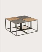 Quadratischer Couchtisch Domino aus zweifarbigem schwarzem und goldenem Metall - 80 x 80 x 40 cm