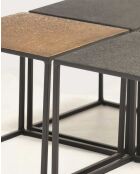 Quadratischer Couchtisch Domino aus zweifarbigem schwarzem und goldenem Metall - 80 x 80 x 40 cm