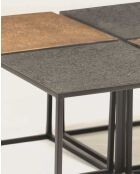 Quadratischer Couchtisch Domino aus zweifarbigem schwarzem und goldenem Metall - 80 x 80 x 40 cm