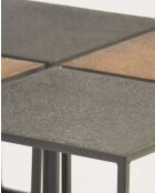 Quadratischer Couchtisch Domino aus zweifarbigem schwarzem und goldenem Metall - 80 x 80 x 40 cm