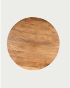 Ronde mangohouten eettafel met conische basis en natuurlijke bistro in vriendelijke stijl - 120 x 120 x 76 cm