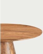 Ronde mangohouten eettafel met conische basis en natuurlijke bistro in vriendelijke stijl - 120 x 120 x 76 cm