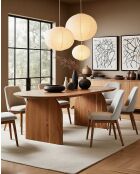 Tavolo da pranzo ovale in legno di acacia, base dal design curvo e stile minimalista naturale Vega - 200 x 90 x 76 cm