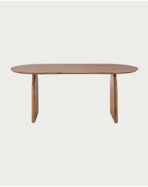 Tavolo da pranzo ovale in legno di acacia, base dal design curvo e stile minimalista naturale Vega - 200 x 90 x 76 cm