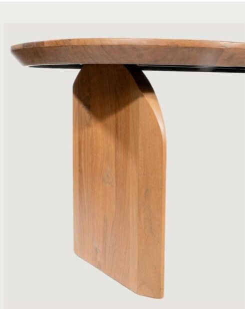 Tavolo da pranzo ovale in legno di acacia, base dal design curvo e stile minimalista naturale Vega - 200 x 90 x 76 cm