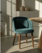 Lot de 2 chaises salle à manger en tissu pétrole Neris - 52 x 47 x 77 cm
