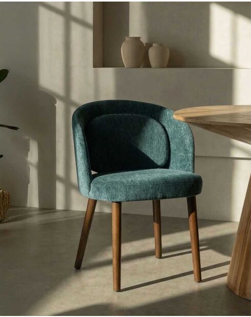 Lot de 2 chaises salle à manger en tissu pétrole Neris - 52 x 47 x 77 cm