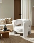Sillón Cocooning de tela rizada beige Aéla blanquecino - 92 x 88 x 74 cm
