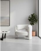 Sillón Cocooning de tela rizada beige Aéla blanquecino - 92 x 88 x 74 cm