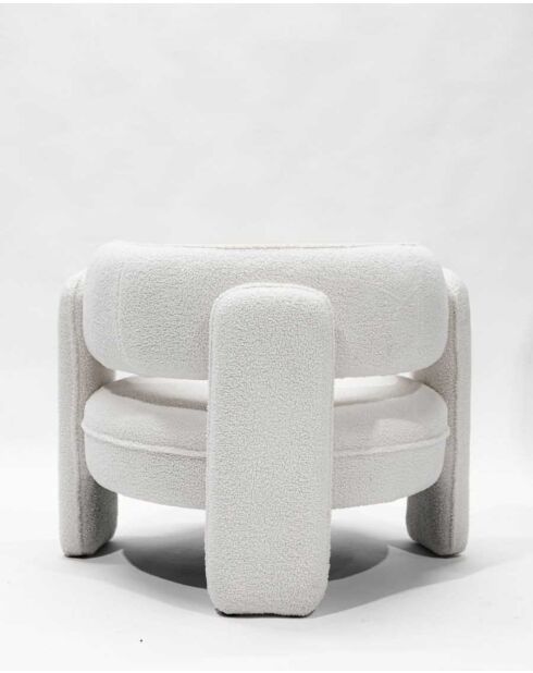 Sillón Cocooning de tela rizada beige Aéla blanquecino - 92 x 88 x 74 cm