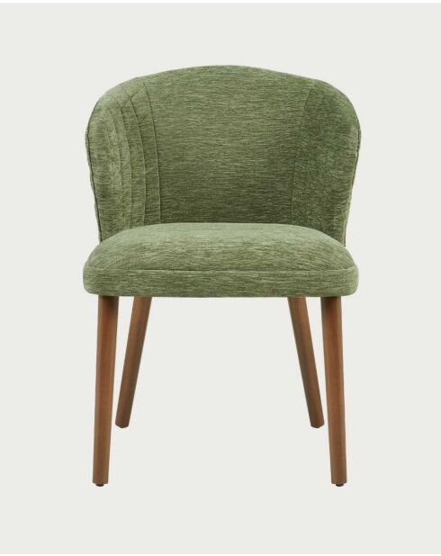 Lot de 2 chaises repas en tissu vert avec pieds en bois Molo - 46 x 47 x 80 cm
