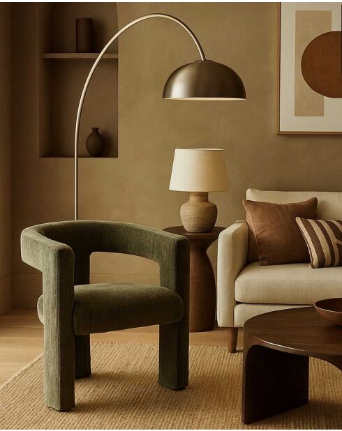 Fauteuil de salon vert en tissu Lagon - 64 x 55 x 75 cm