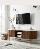 TV-Ständer aus Holz mit natürlicher Céline-Marmorplatte - 150 x 40 x 51 cm