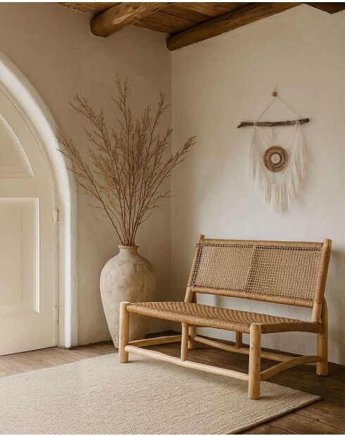 Bankje van natuurlijk rotan Jaya - 130 x 80 x 75 cm