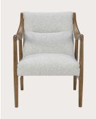 Scandinavische fauteuil in massief hout, eiken en linnen, lichtgrijs, amber - 64 x 77 x 83 cm