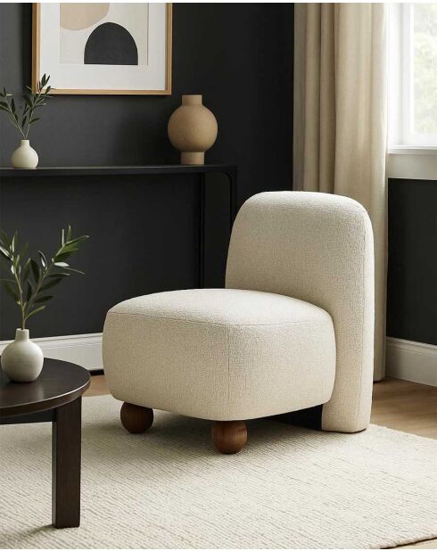 Sillón Oslo de diseño en tela blanca - 64 x 75 x 78 cm