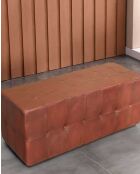 Banc rembourré en cuir marron capitonné Palm - 128 x 56 x 43 cm