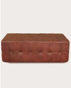 Banc rembourré en cuir marron capitonné Palm - 128 x 56 x 43 cm