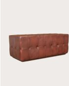 Banc rembourré en cuir marron capitonné Palm - 128 x 56 x 43 cm