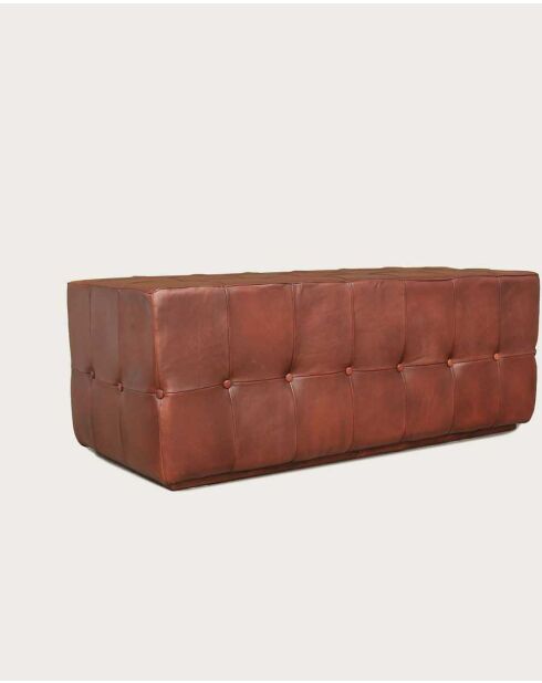 Banc rembourré en cuir marron capitonné Palm - 128 x 56 x 43 cm