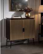Credenza piccola a 2 ante Moon gold con finitura in ottone invecchiato - 74 x 40 x 80 cm